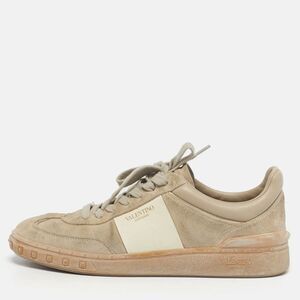 Valentino Upvillage Size 40 Beige Leather And Suede Lace Up Sneakers